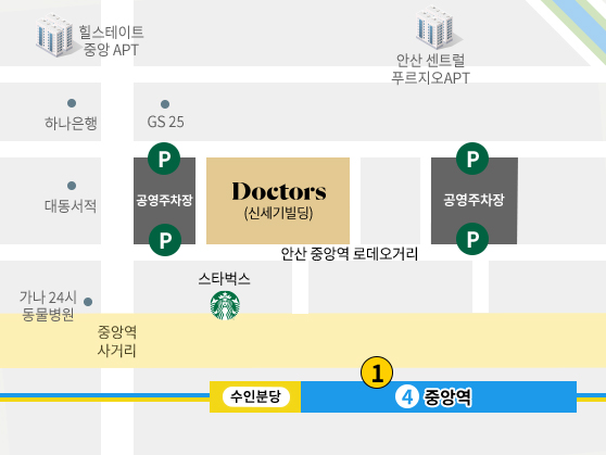 닥터스피부과 안산점 지도